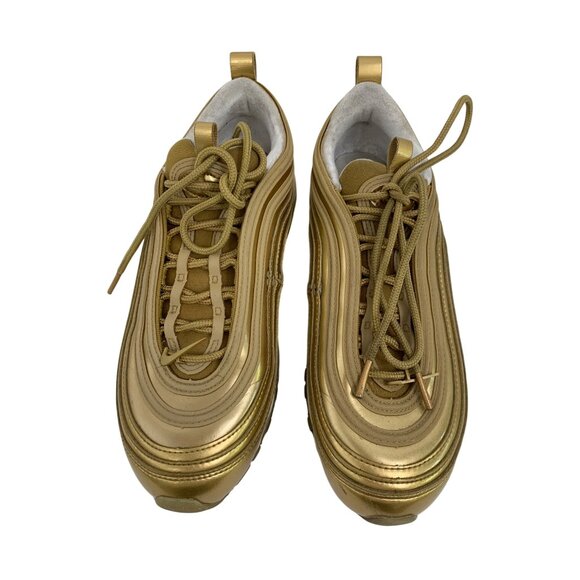Nike Air Max 97 Metallic Gold Sneakers Size 7.5 US Womens Q10642 GUC - Picture 1 of 12